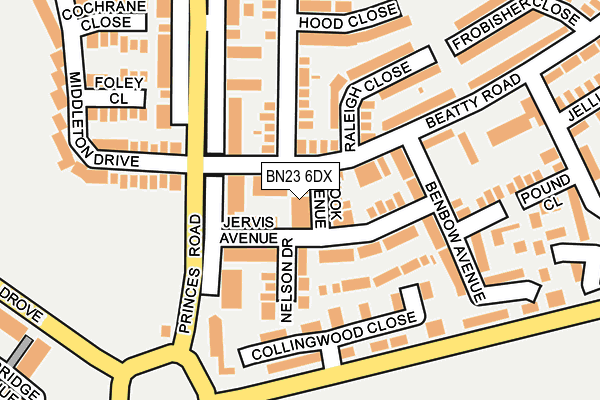 BN23 6DX map - OS OpenMap – Local (Ordnance Survey)