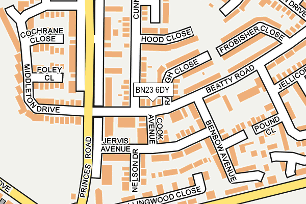 BN23 6DY map - OS OpenMap – Local (Ordnance Survey)