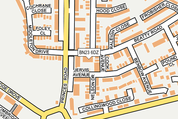 BN23 6DZ map - OS OpenMap – Local (Ordnance Survey)