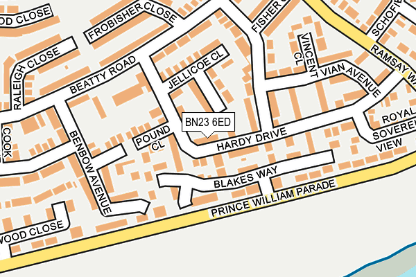 BN23 6ED map - OS OpenMap – Local (Ordnance Survey)