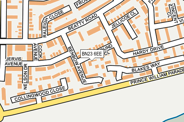 BN23 6EE map - OS OpenMap – Local (Ordnance Survey)