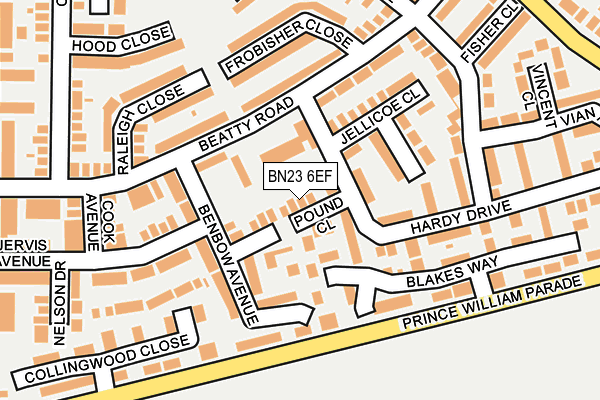 BN23 6EF map - OS OpenMap – Local (Ordnance Survey)