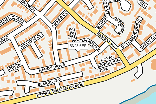 BN23 6ES map - OS OpenMap – Local (Ordnance Survey)