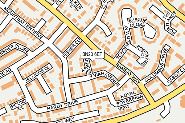 BN23 6ET map - OS OpenMap – Local (Ordnance Survey)