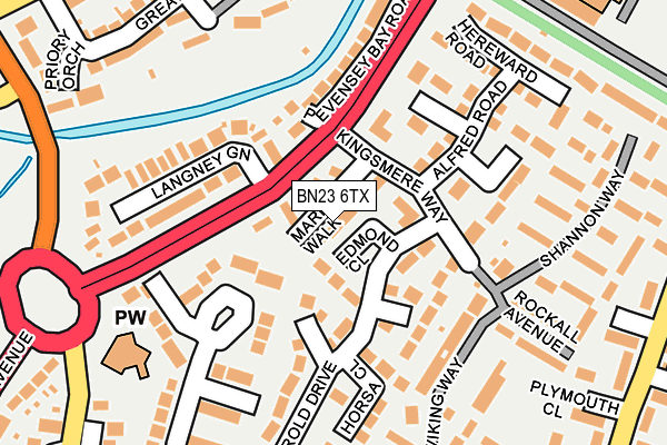 BN23 6TX map - OS OpenMap – Local (Ordnance Survey)