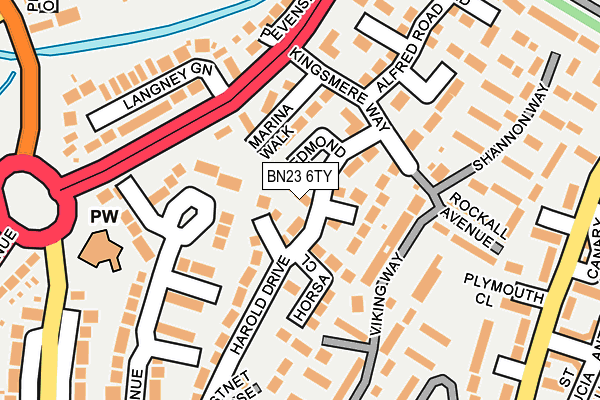 BN23 6TY map - OS OpenMap – Local (Ordnance Survey)