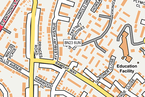 BN23 6UN map - OS OpenMap – Local (Ordnance Survey)