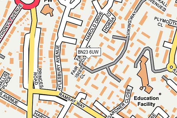 BN23 6UW map - OS OpenMap – Local (Ordnance Survey)