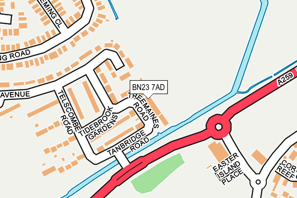 BN23 7AD map - OS OpenMap – Local (Ordnance Survey)