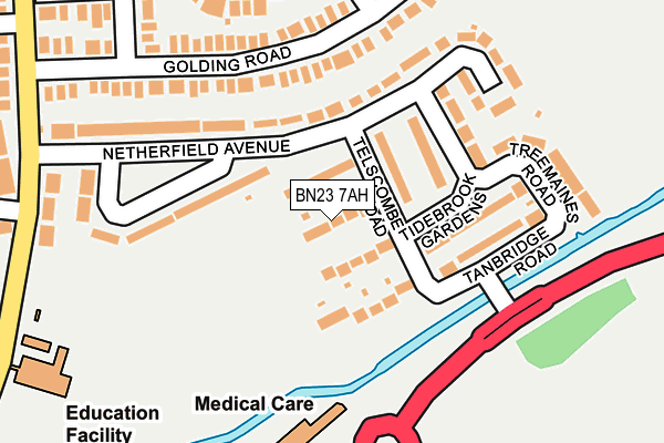 BN23 7AH map - OS OpenMap – Local (Ordnance Survey)