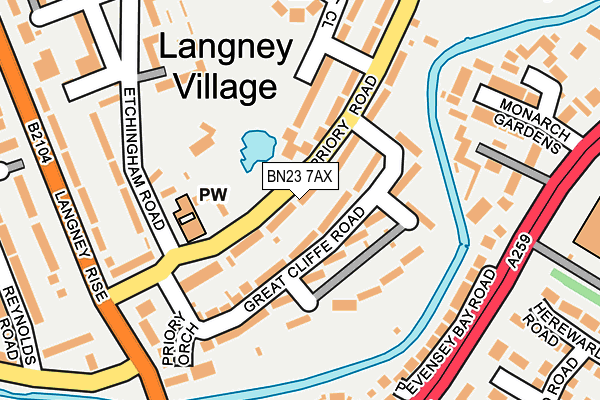 BN23 7AX map - OS OpenMap – Local (Ordnance Survey)