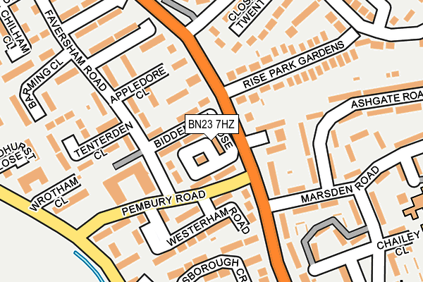 BN23 7HZ map - OS OpenMap – Local (Ordnance Survey)