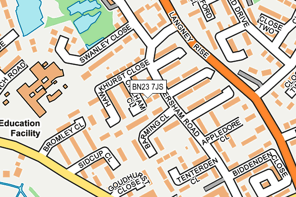 BN23 7JS map - OS OpenMap – Local (Ordnance Survey)