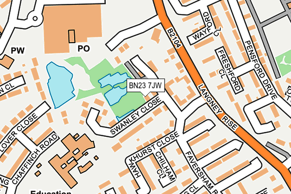 BN23 7JW map - OS OpenMap – Local (Ordnance Survey)
