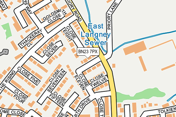 BN23 7PX map - OS OpenMap – Local (Ordnance Survey)