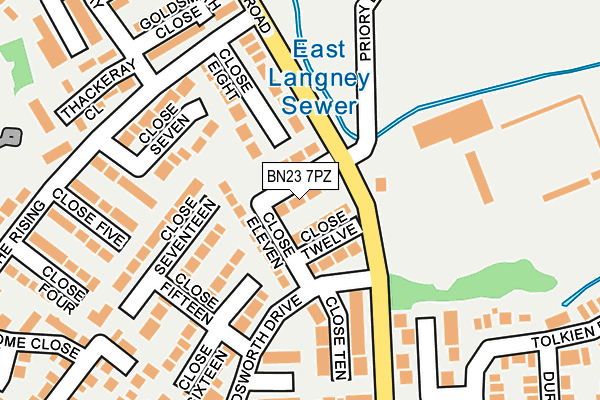 BN23 7PZ map - OS OpenMap – Local (Ordnance Survey)