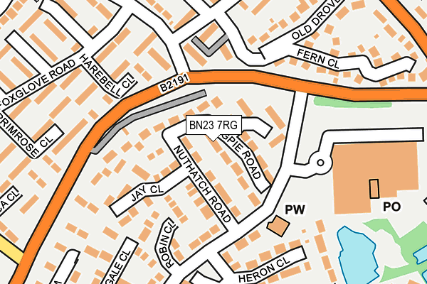 BN23 7RG map - OS OpenMap – Local (Ordnance Survey)