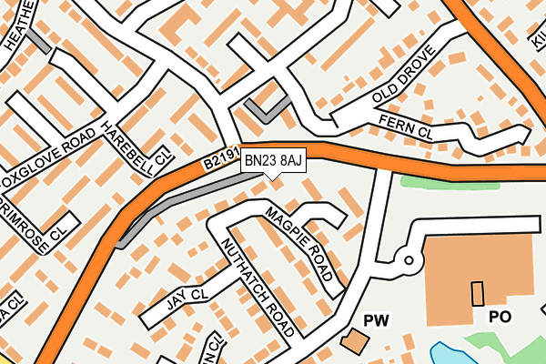 BN23 8AJ map - OS OpenMap – Local (Ordnance Survey)