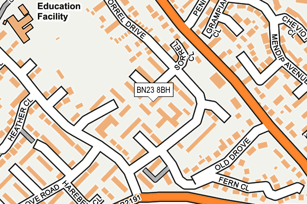 BN23 8BH map - OS OpenMap – Local (Ordnance Survey)