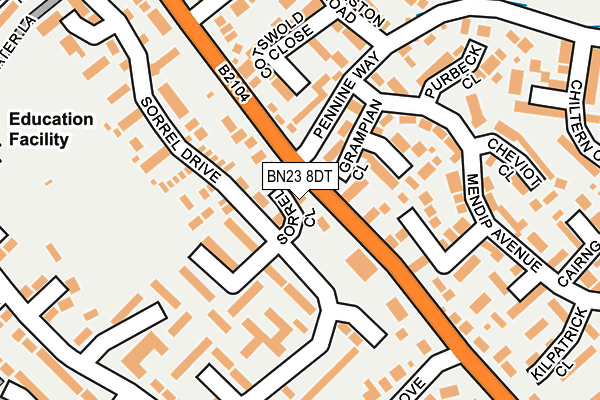 BN23 8DT map - OS OpenMap – Local (Ordnance Survey)