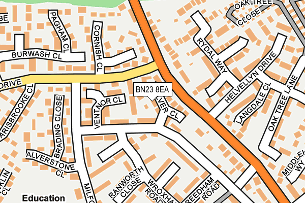 BN23 8EA map - OS OpenMap – Local (Ordnance Survey)
