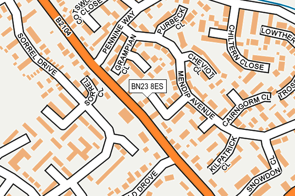 BN23 8ES map - OS OpenMap – Local (Ordnance Survey)