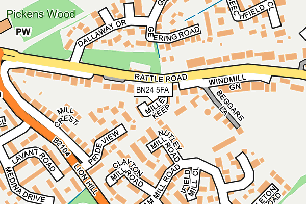 BN24 5FA map - OS OpenMap – Local (Ordnance Survey)