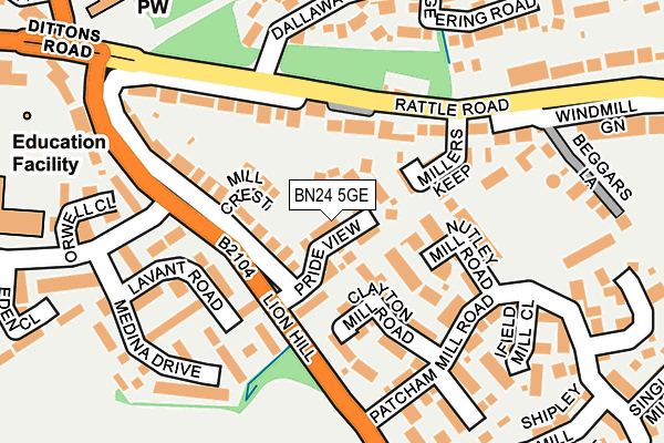 BN24 5GE map - OS OpenMap – Local (Ordnance Survey)