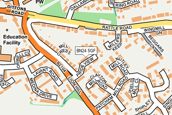 BN24 5GF map - OS OpenMap – Local (Ordnance Survey)