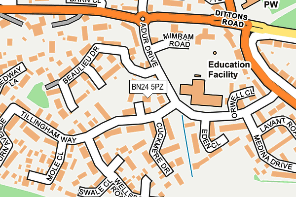 BN24 5PZ map - OS OpenMap – Local (Ordnance Survey)