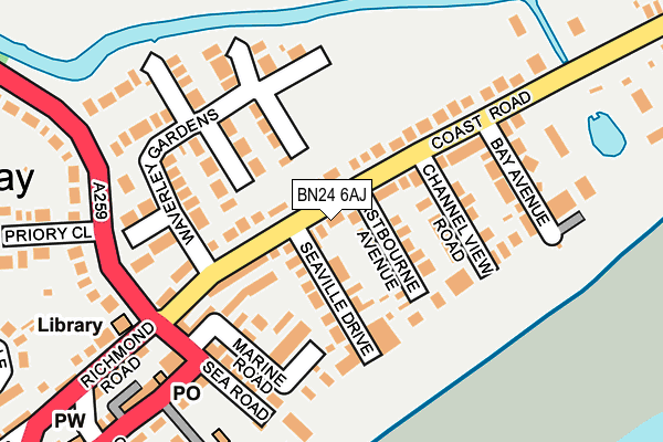 BN24 6AJ map - OS OpenMap – Local (Ordnance Survey)