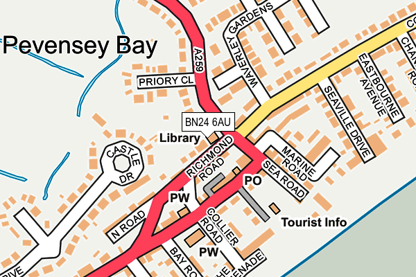 BN24 6AU map - OS OpenMap – Local (Ordnance Survey)