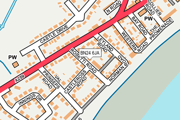 BN24 6JA map - OS OpenMap – Local (Ordnance Survey)