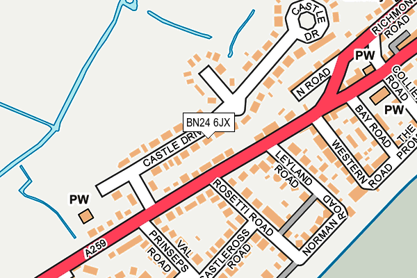 BN24 6JX map - OS OpenMap – Local (Ordnance Survey)