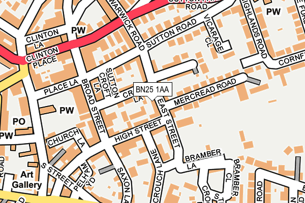 BN25 1AA map - OS OpenMap – Local (Ordnance Survey)