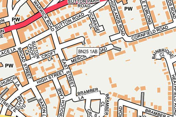 BN25 1AB map - OS OpenMap – Local (Ordnance Survey)