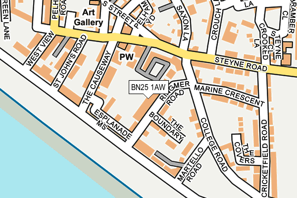 BN25 1AW map - OS OpenMap – Local (Ordnance Survey)