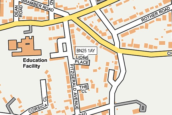 BN25 1AY map - OS OpenMap – Local (Ordnance Survey)