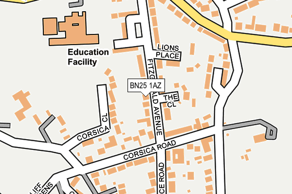 BN25 1AZ map - OS OpenMap – Local (Ordnance Survey)