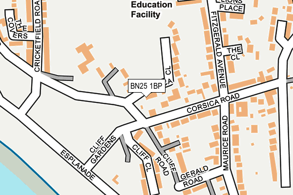 BN25 1BP map - OS OpenMap – Local (Ordnance Survey)
