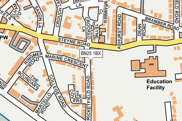 BN25 1BX map - OS OpenMap – Local (Ordnance Survey)