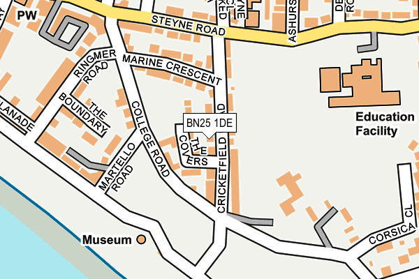 BN25 1DE map - OS OpenMap – Local (Ordnance Survey)