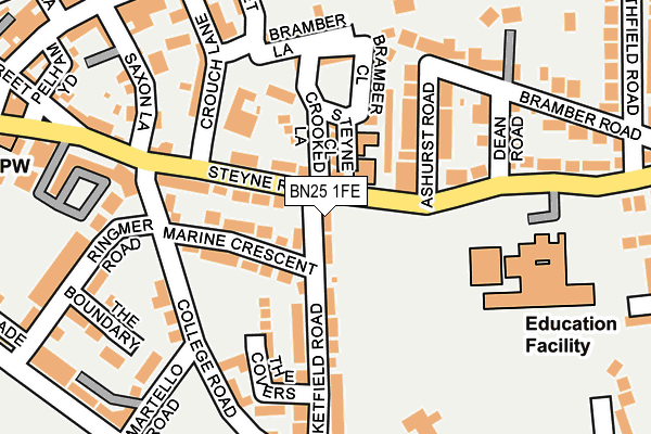 BN25 1FE map - OS OpenMap – Local (Ordnance Survey)