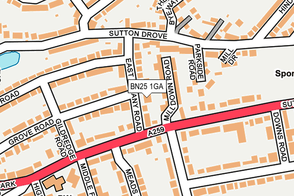 BN25 1GA map - OS OpenMap – Local (Ordnance Survey)