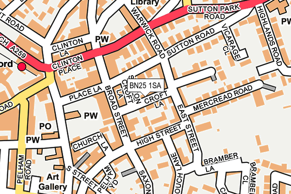 BN25 1SA map - OS OpenMap – Local (Ordnance Survey)