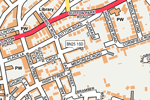 BN25 1SD map - OS OpenMap – Local (Ordnance Survey)