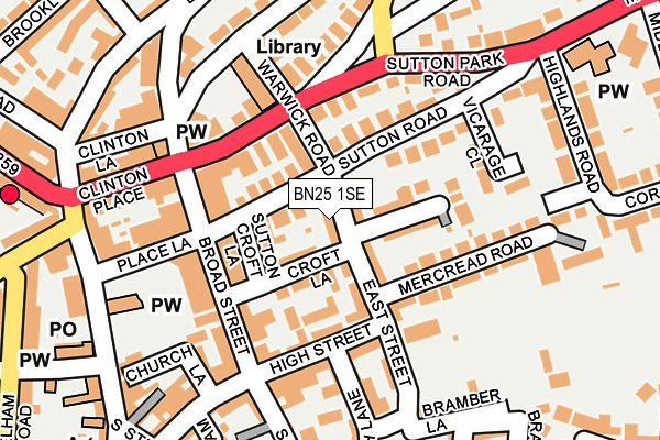 BN25 1SE map - OS OpenMap – Local (Ordnance Survey)