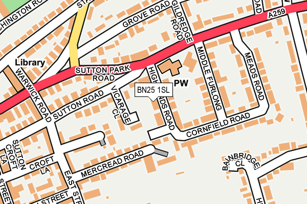 BN25 1SL map - OS OpenMap – Local (Ordnance Survey)