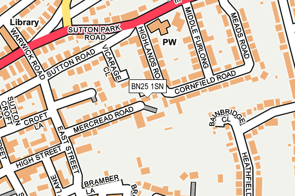 BN25 1SN map - OS OpenMap – Local (Ordnance Survey)