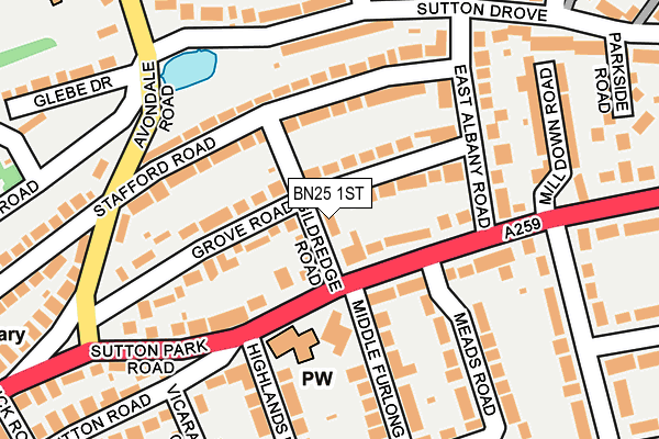 BN25 1ST map - OS OpenMap – Local (Ordnance Survey)